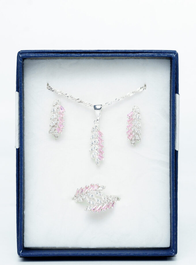 Bijoux argent motif quartz rose