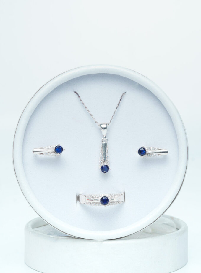 Bijoux argente pierre bleu