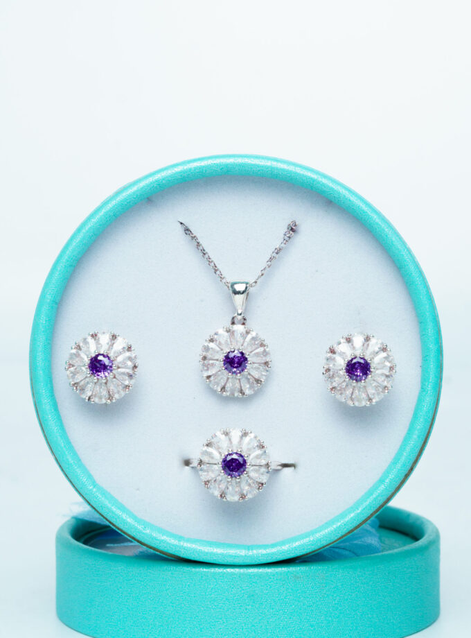 Bijoux argente pierre amethyste